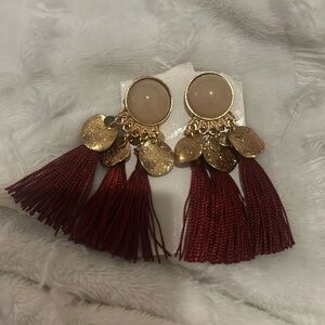 Vintage burgundy gray‎ earrings NWT